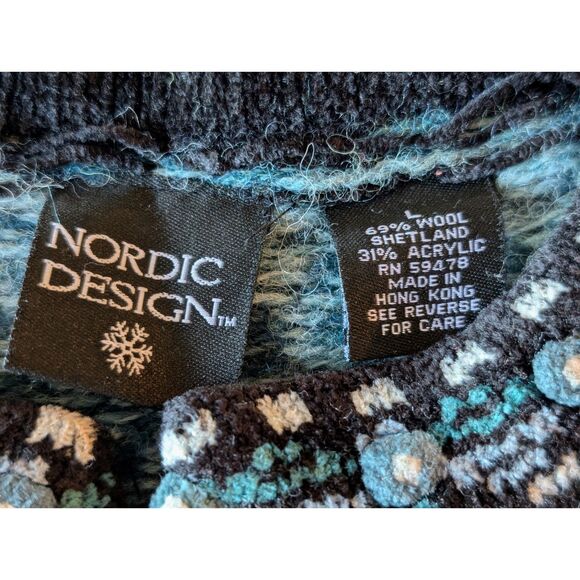 Nordic Design heavy Shetland wool blend women's sweater/cardigan  Sz L - Picture 8 of 8